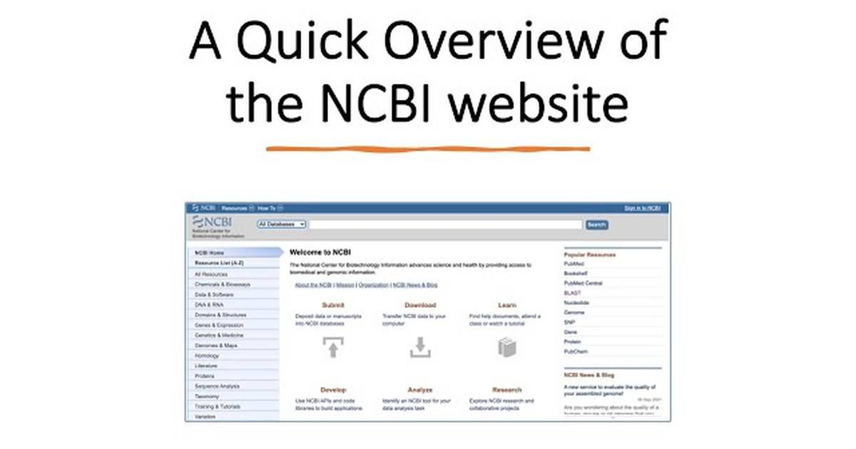 How to Use the NCBI’s Bioinformatics Tools and Databases